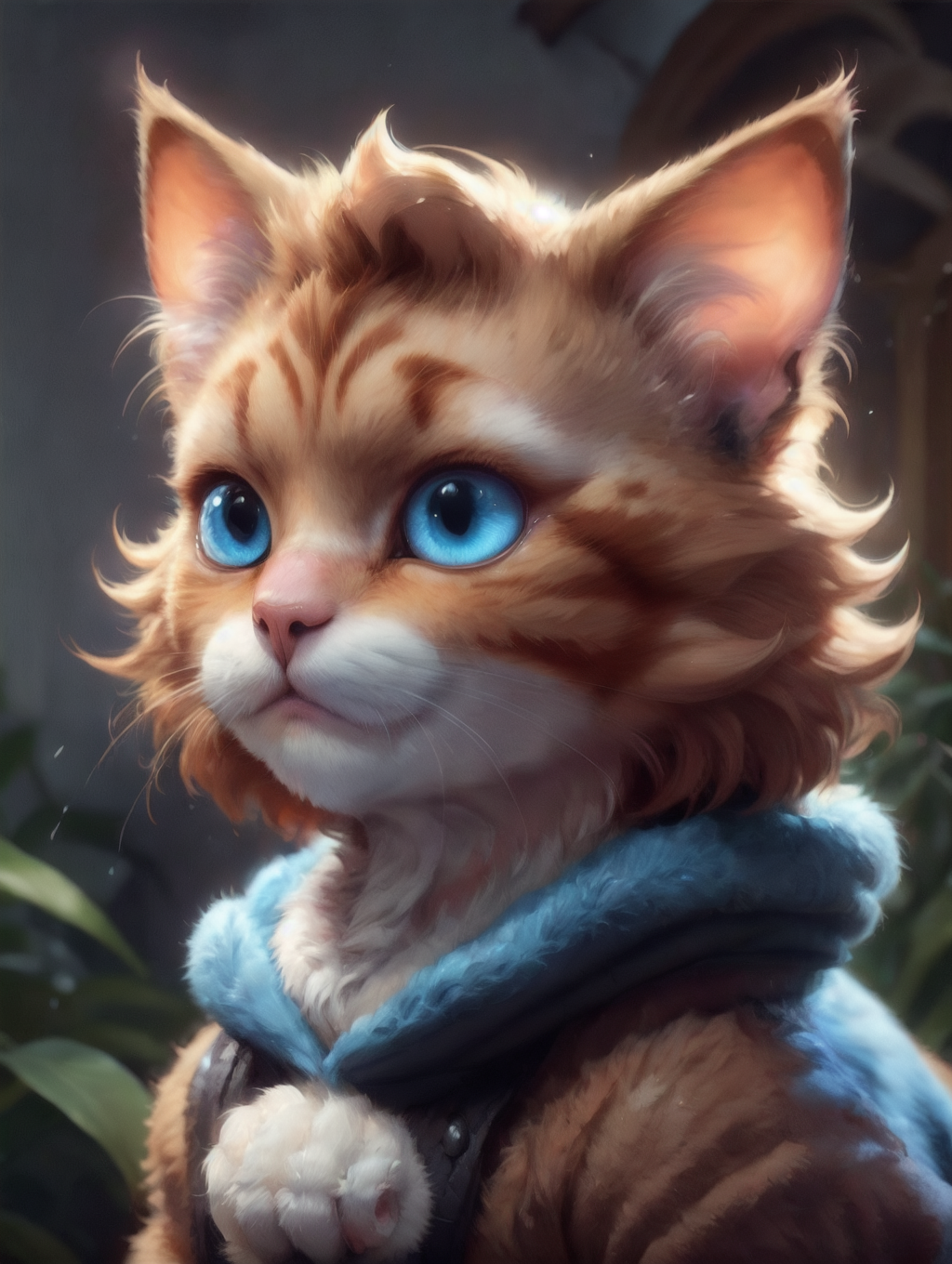 cat clothed ginger cat blue eyes portrait lora 20231014090444.png